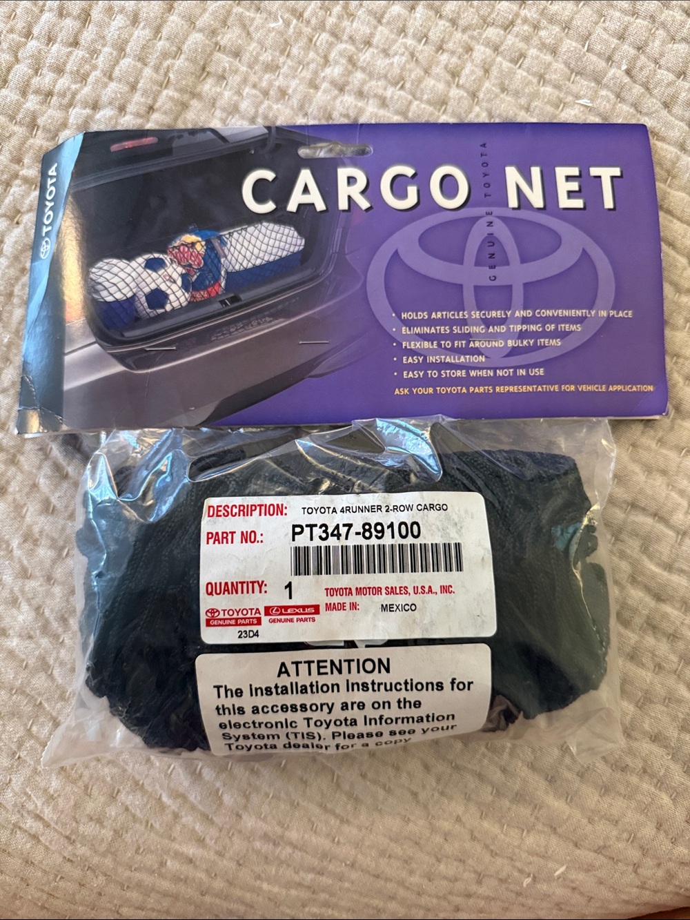 Cargo Net - Black (PT347-89100) Toyota 4Runner - NWT